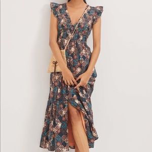 Anthropologie Smocked Bodice Midi Dress